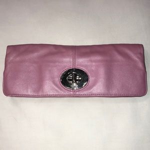 Coach, NWOT, pink pearly clutch, soft lambskin